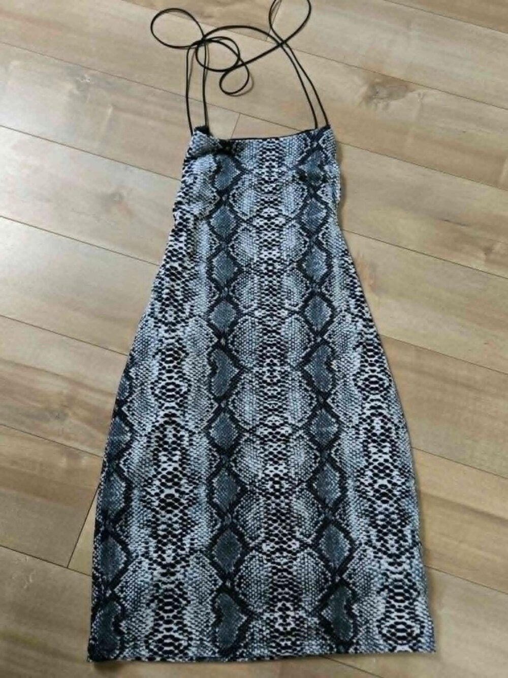 Tiger Mist Snakeskin Print Lace Up Open Back Bodycon Mini Dress Size M